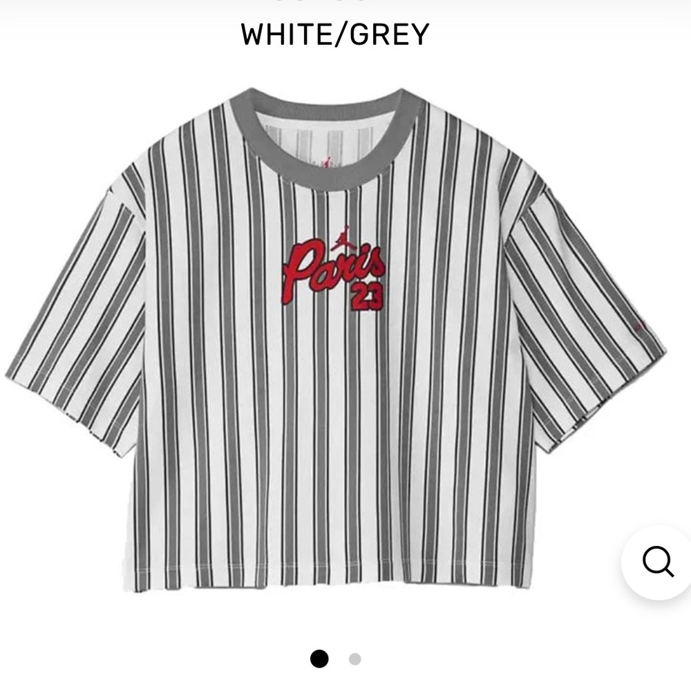 Air Jordan x Paris Saint-Germain. Striped, sporty, cropped Shirt. PSG Red grey.